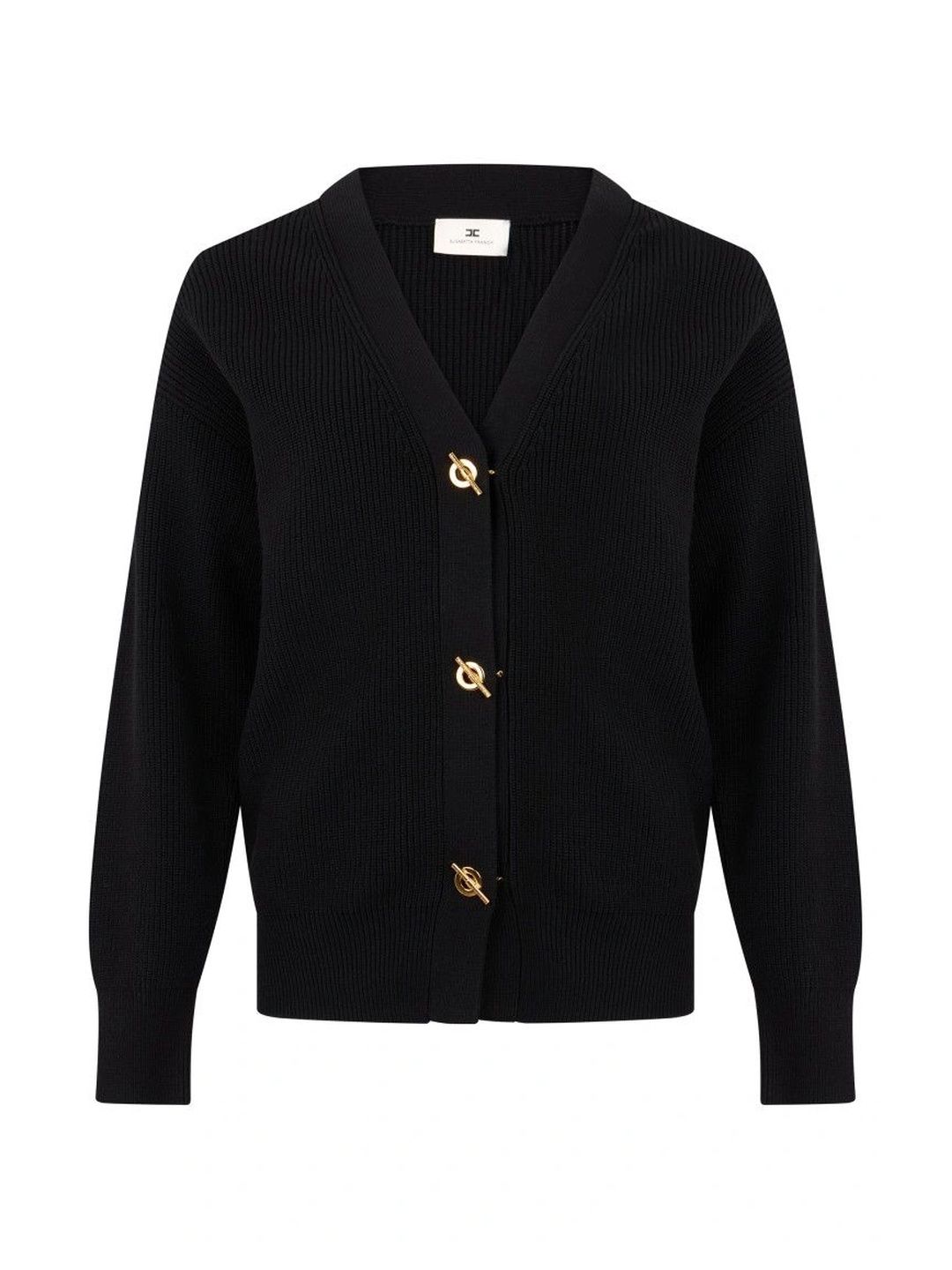 Elisabetta Franchi Black V Neck Cardigan-picture-14