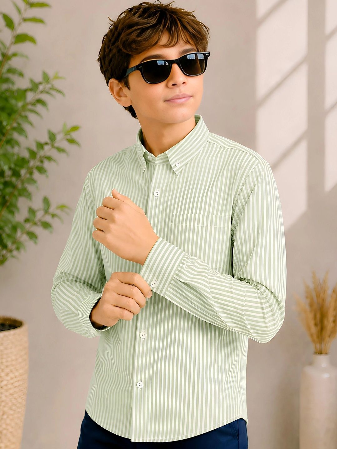 cassidon Boys Sheer Striped Casual Shirt-picture-57
