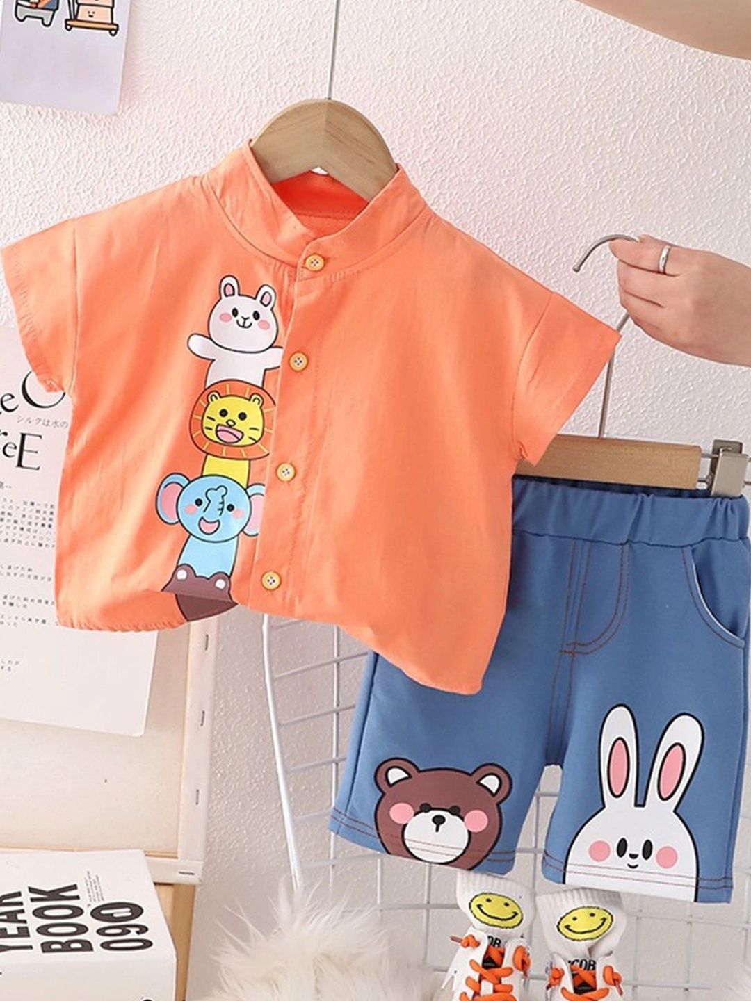 YK Girls Printed Shirt with Shorts with Mandarin Collar-image-36