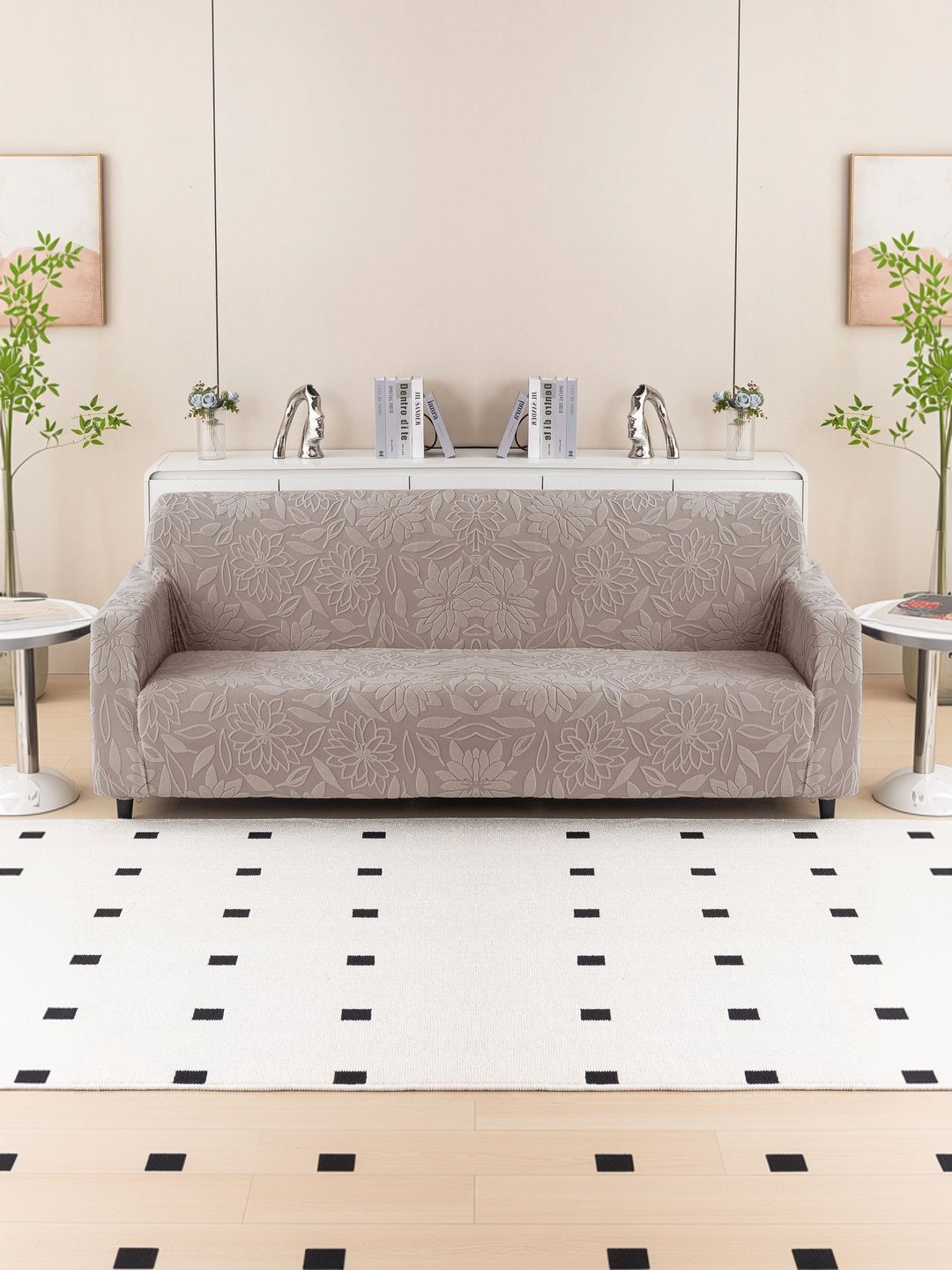 MAGICAL Brown 1 Piece Sofa Cover With Arms-picture-45
