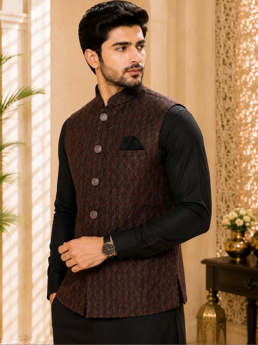 TRENDS OF ETHNIC Woven Design Brocade Nehru Jackets-picture-20