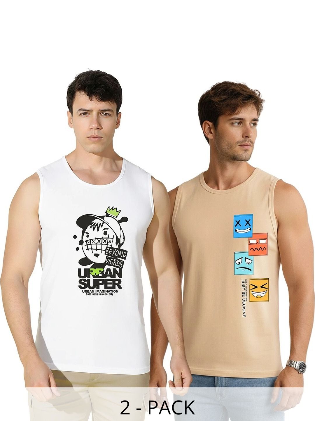 CRYPTIC Pack of 2 Printed Cotton Tank-picture-36