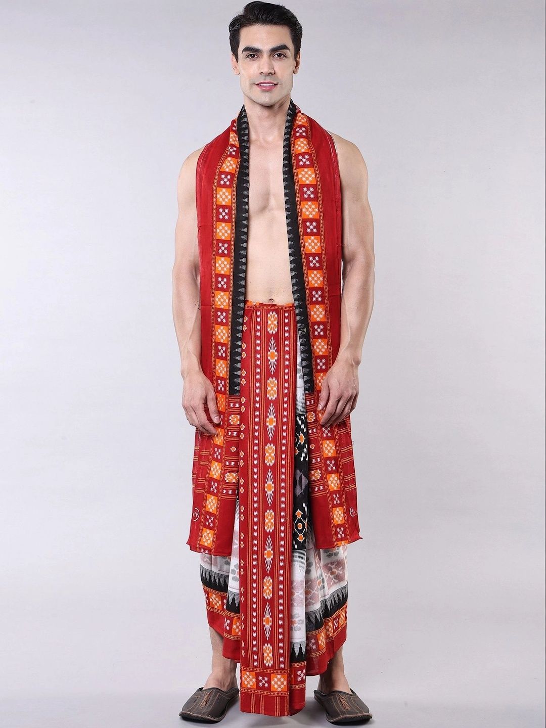 Exotic India Men Printed Cotton Dhoti Dhotis-picture-52