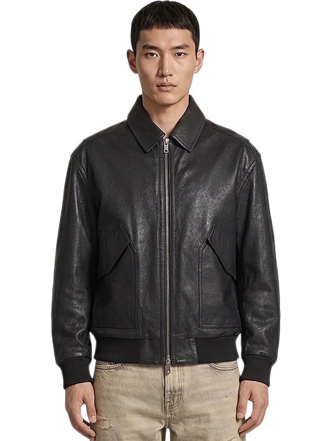 BOSS Men Leather Bomber Jacket-picture-22