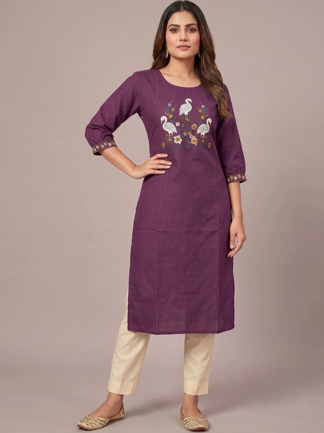 XIVARA Ethnic Motifs Embroidered Thread Work Thread Work Kurti-picture-22