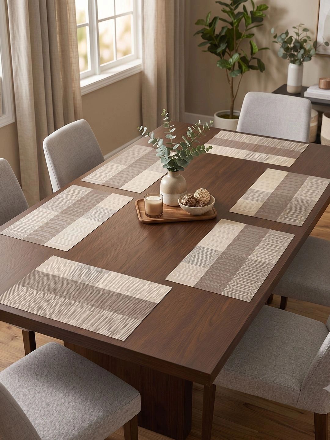 Myntra Elegant Homes 8-Pcs Beige Printed Rectangle Table Placemats-picture-35