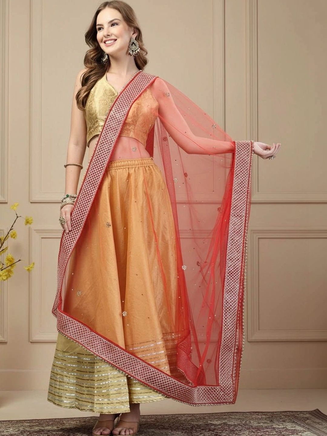 KALINI Ethnic Motifs Dupatta with Sequinned-picture-22