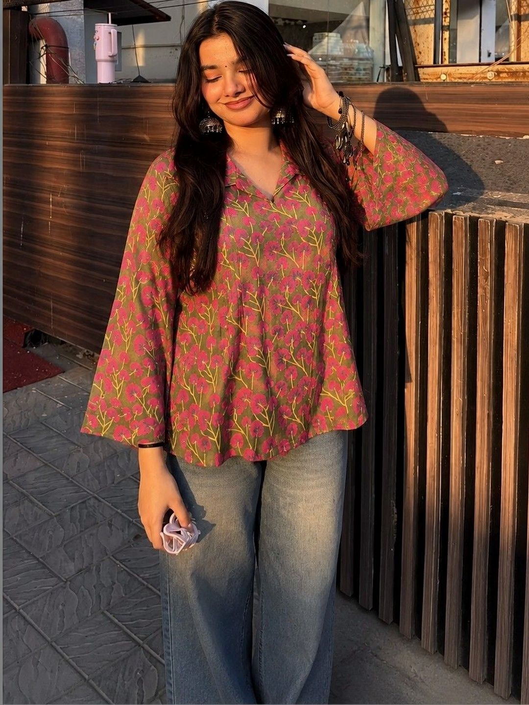 Maavish Floral Printed Pure Cotton Blend Kurti-picture-10