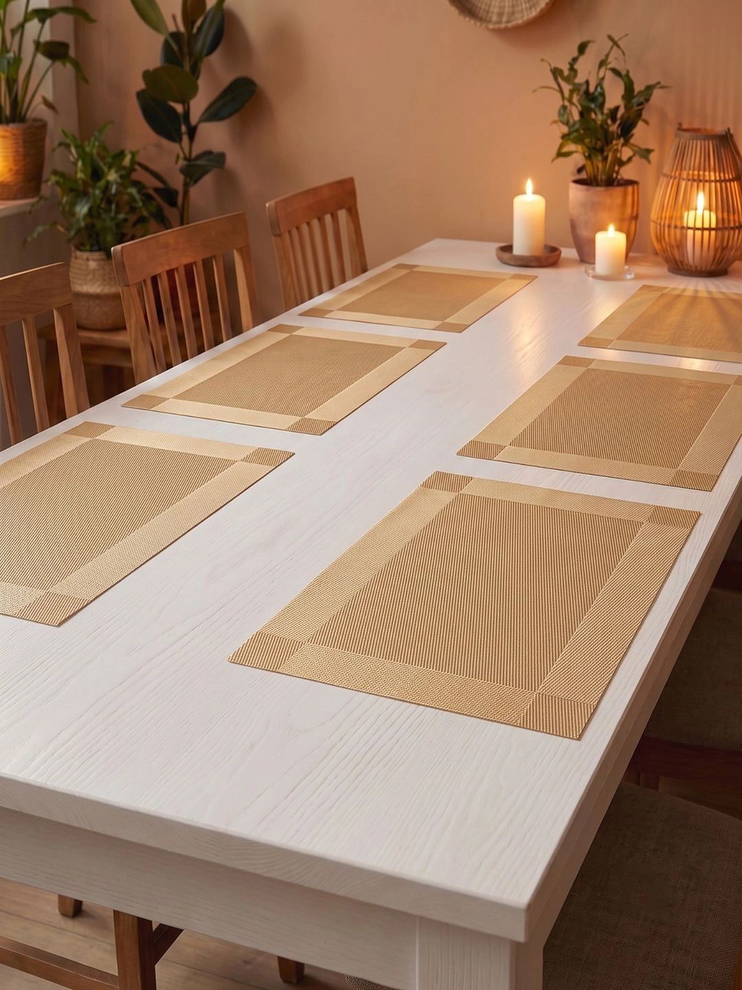 Myntra Elegant Homes 8-Pcs Beige Printed Rectangle Table Placemats-picture-56