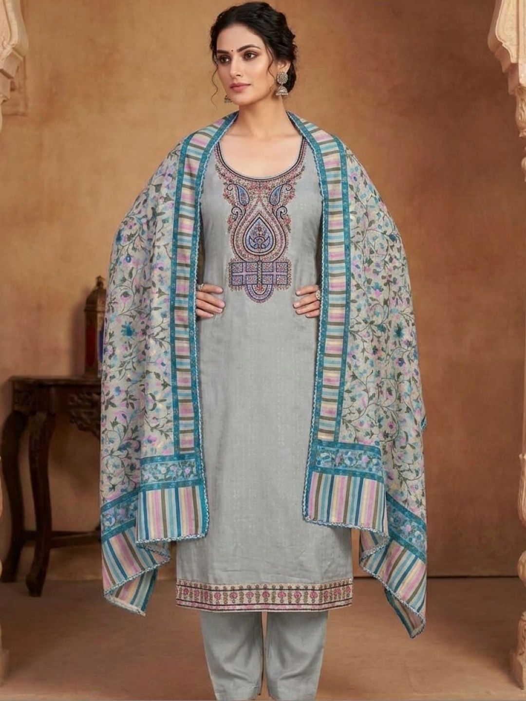 ShEmpire Embroidered Unstitched Dress Material-picture-56