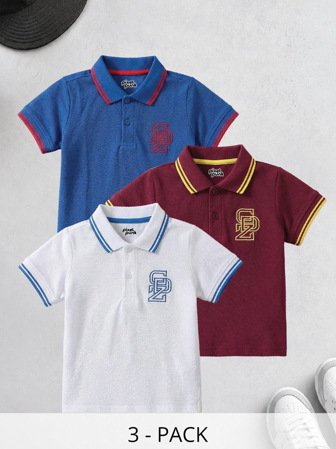 Pixel Punk Boys Brand Logo 3 Polo Collar T-shirt-picture-19