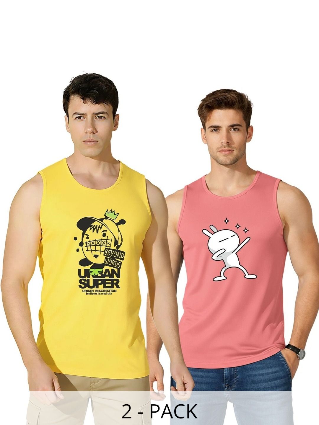 CRYPTIC Pack of 2 Printed Cotton Tank-picture-31