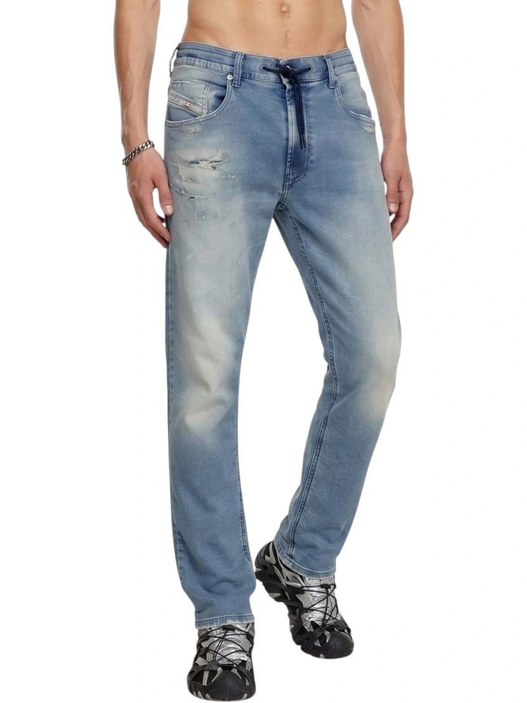 DIESEL Men Straight Fit Mid-Rise Mildly Distressed Jeans-picture-58