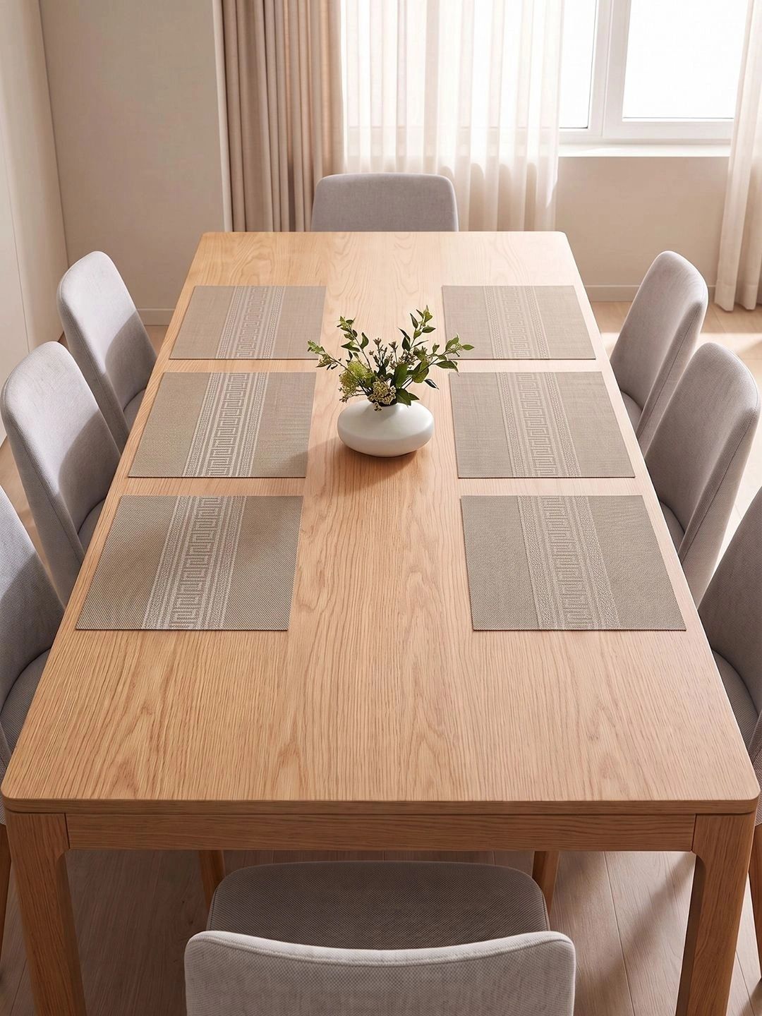Myntra Elegant Homes 8-Pcs Camel Brown Striped Rectangle Table Placemats-picture-53