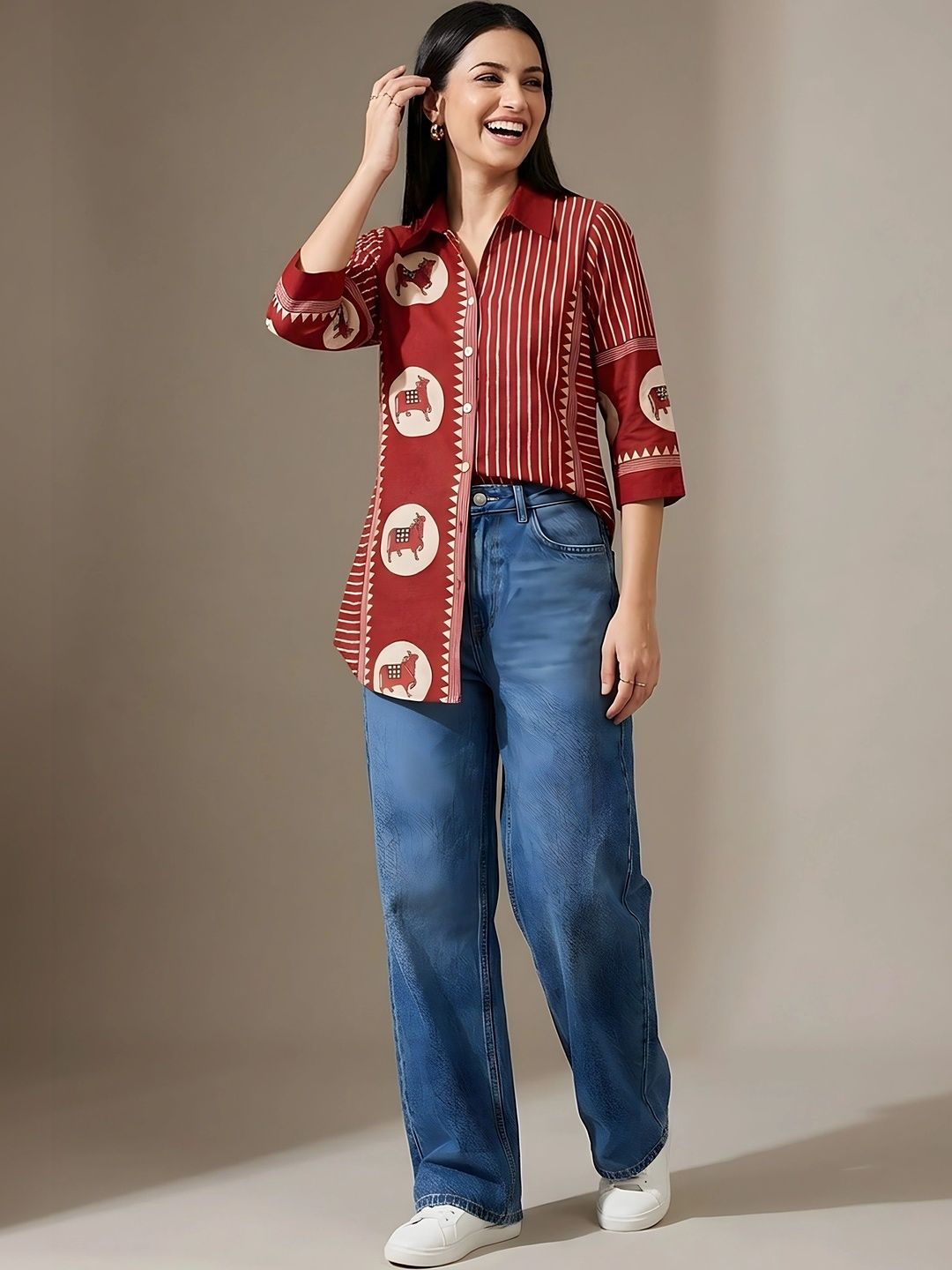 Banwaree Print Ethnic Crepe Top-picture-11