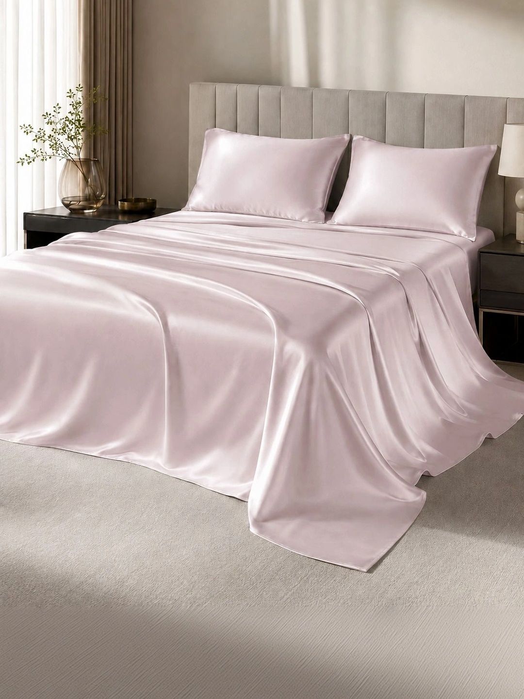 Myntra Elegant Homes Pink 350 TC King Bedsheet with 2 Pillow Covers-picture-32