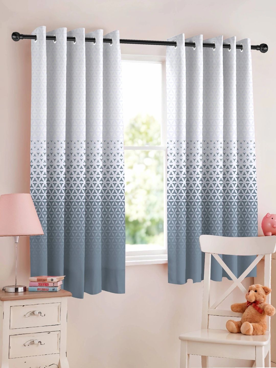 CASABLEU Blue Geometric Room Darkening Window-image-15