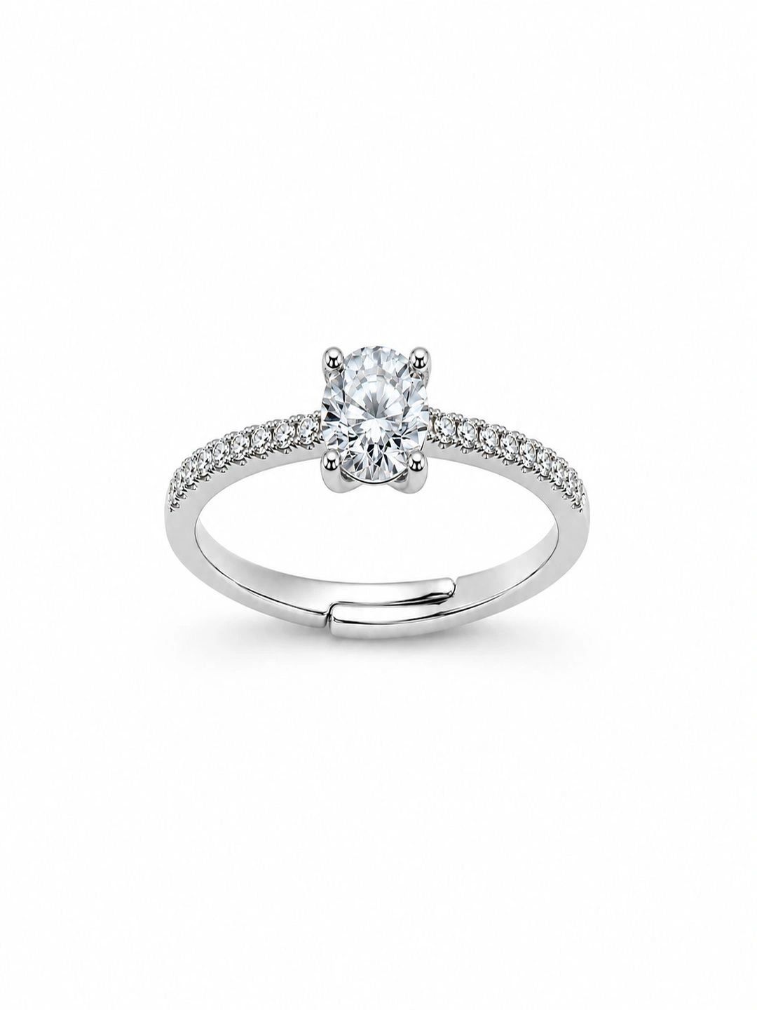MINOUS Women Sterling Silver Rhodium-Plated Cubic Zirconia Finger Ring-picture-49