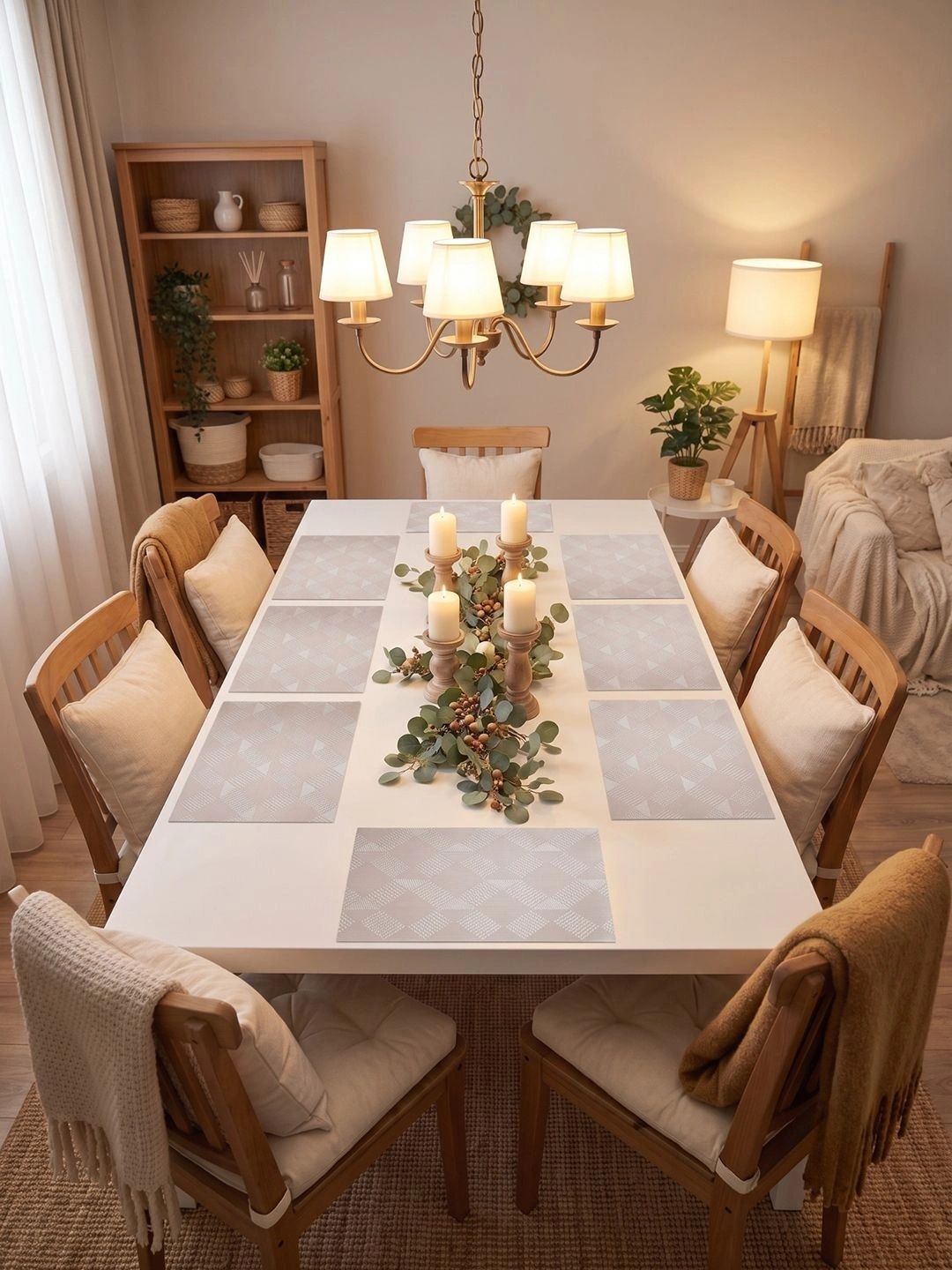 Myntra Elegant Homes 8-Pcs Beige Printed Rectangle Table Placemats-picture-51