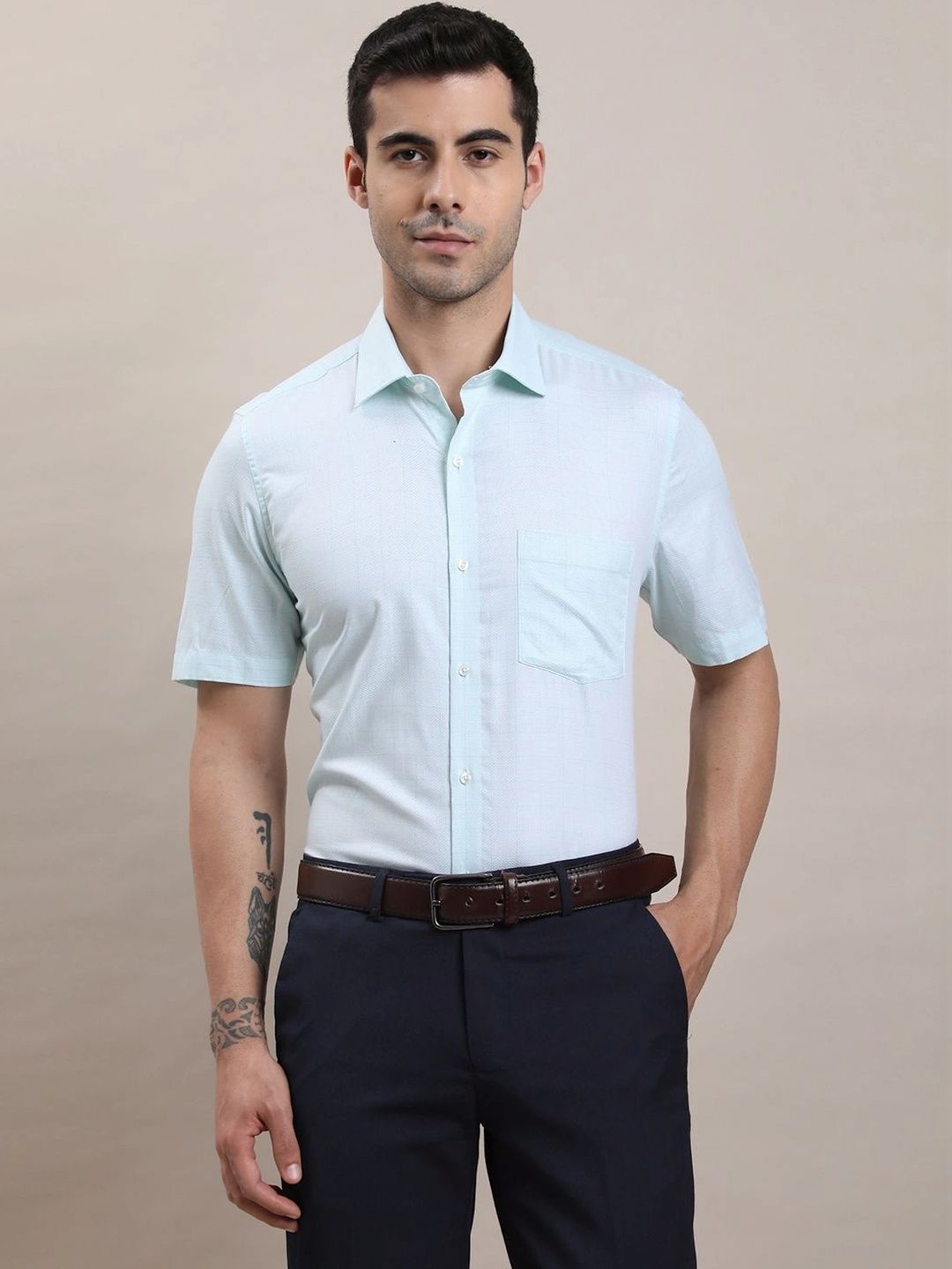 Turtle Men Standard Micro Checks Formal Shirt-image-11