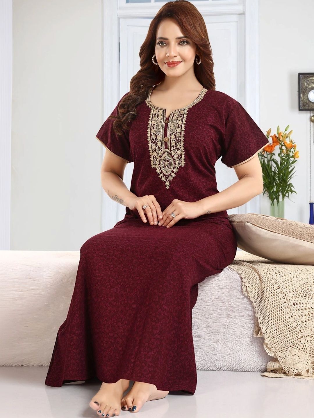 TRUNDZ Embroidered Maxi Nightdress-picture-9