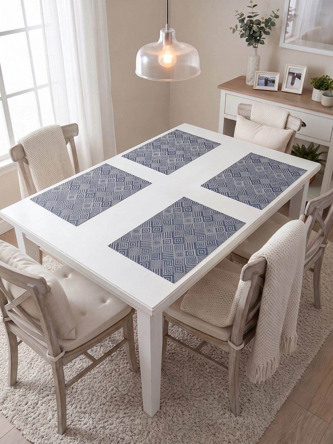 Myntra Elegant Homes 4-Pcs Navy Blue Printed Rectangle Table Placemats-picture-53