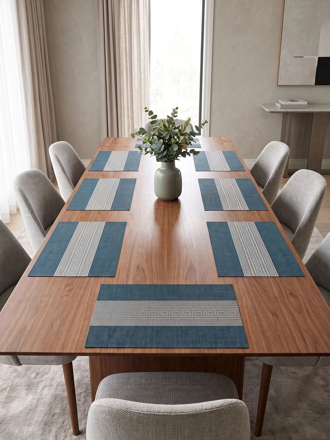 Myntra Elegant Homes 8-Pcs Navy Blue Printed Rectangle Table Placemats-picture-17