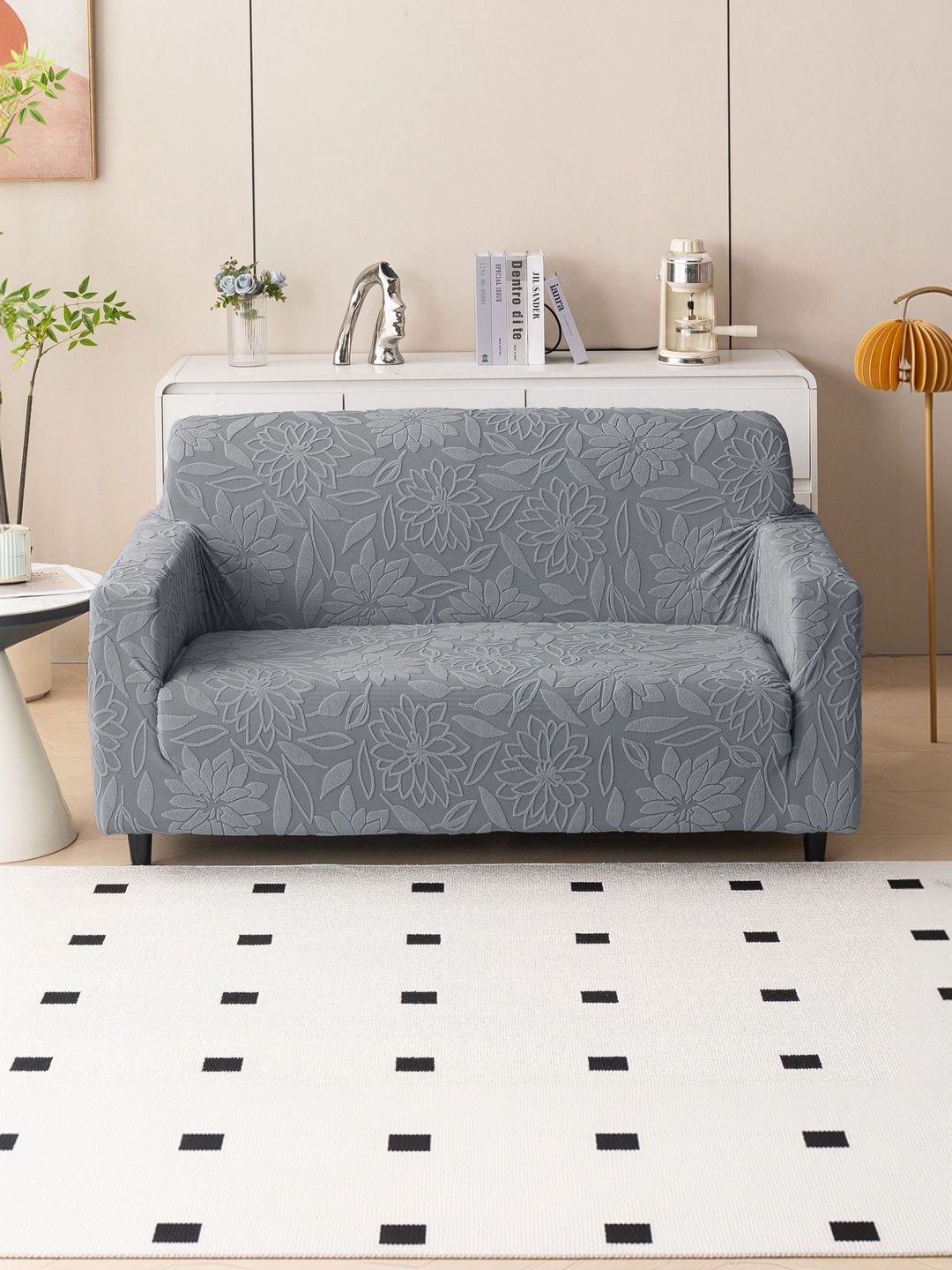 MAGICAL Grey 1 Piece Sofa Cover With Arms-picture-46