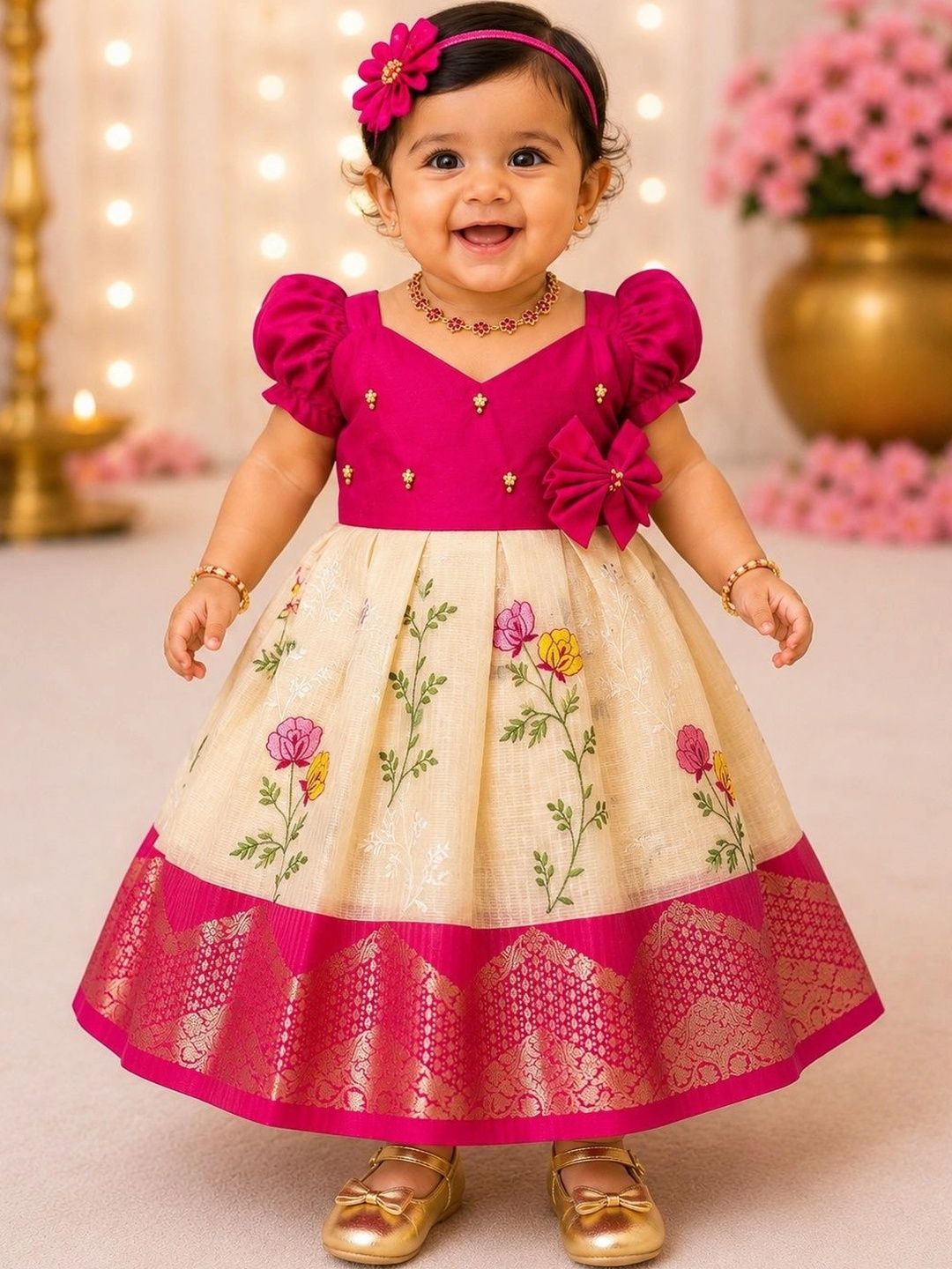 Babypattu Girls Printed V-Neck Fit and Flare Ethnic Dresses-picture-41