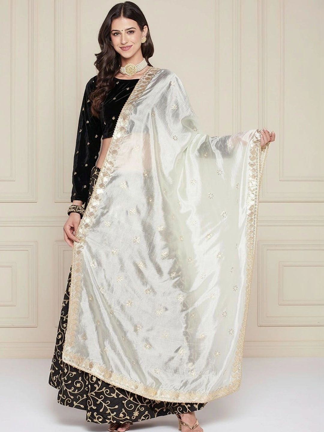 KALINI Ethnic Motifs Embroidered Dupatta with Thread Work-picture-17