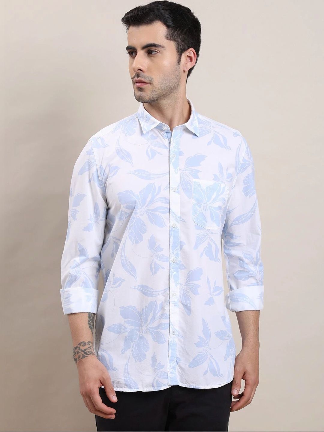 Turtle Men Relaxed Slim Fit Floral Printed Casual Shirt-picture-36