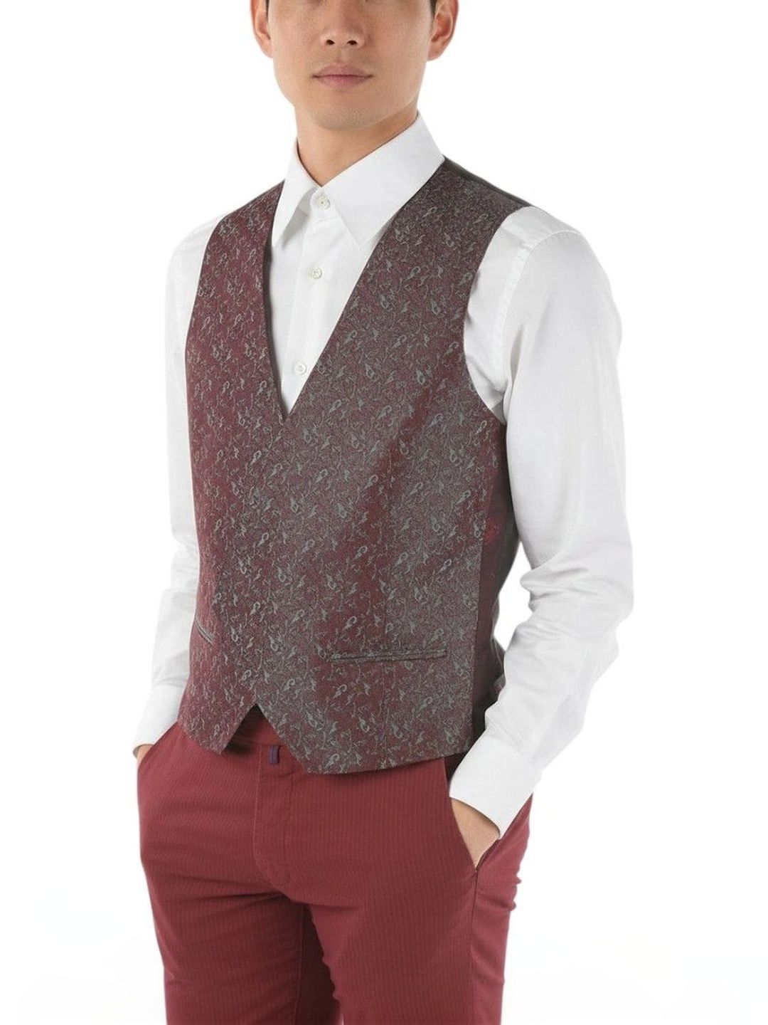 Corneliani Maroon Double Breasted Waistcoat-picture-43