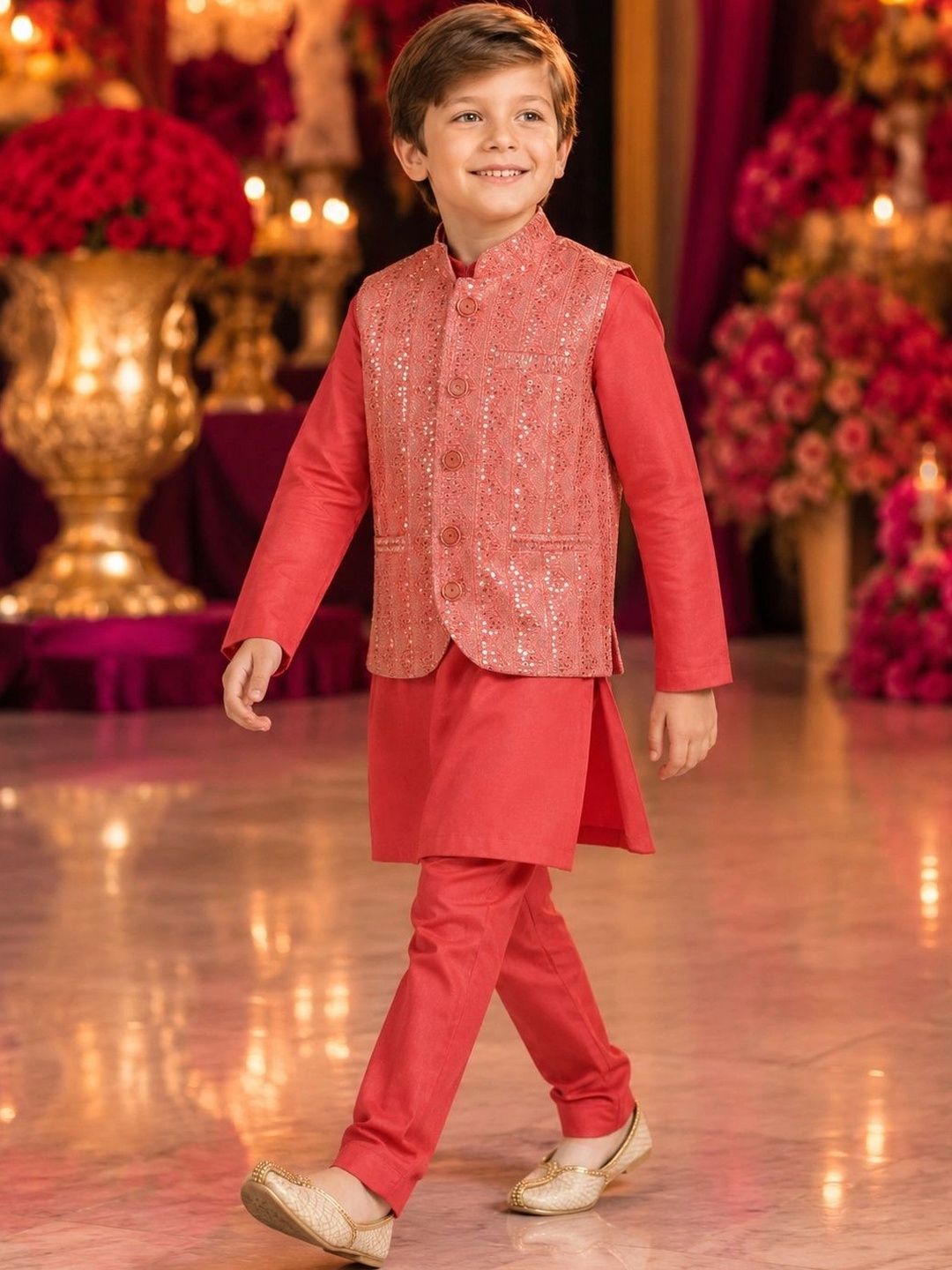 Sparklepop Boys Regular Dupion Silk Kurta with Pyjamas-picture-24