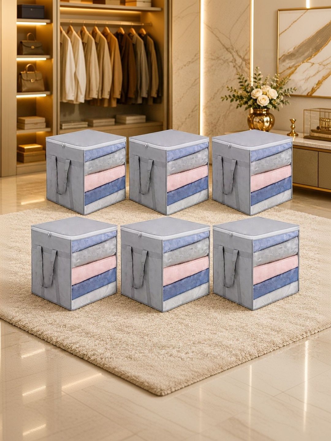 AMAK INC Grey Set of 6 Reusable Multi-Utility Organisers-picture-23