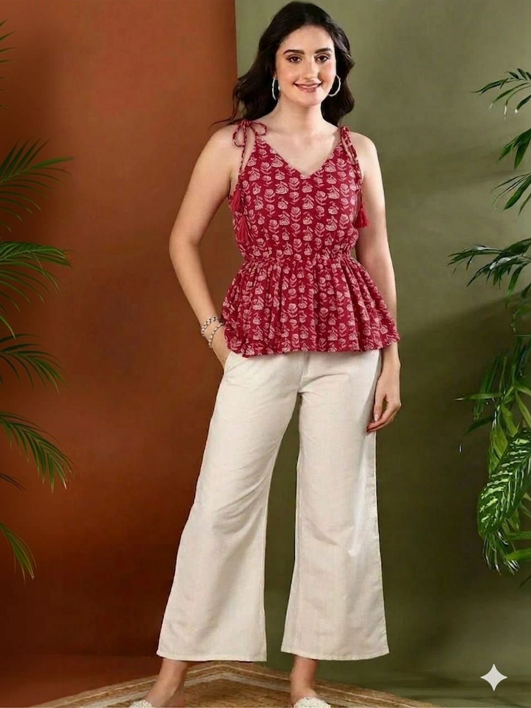 SUKTI Floral Print Cotton Peplum Top-picture-45