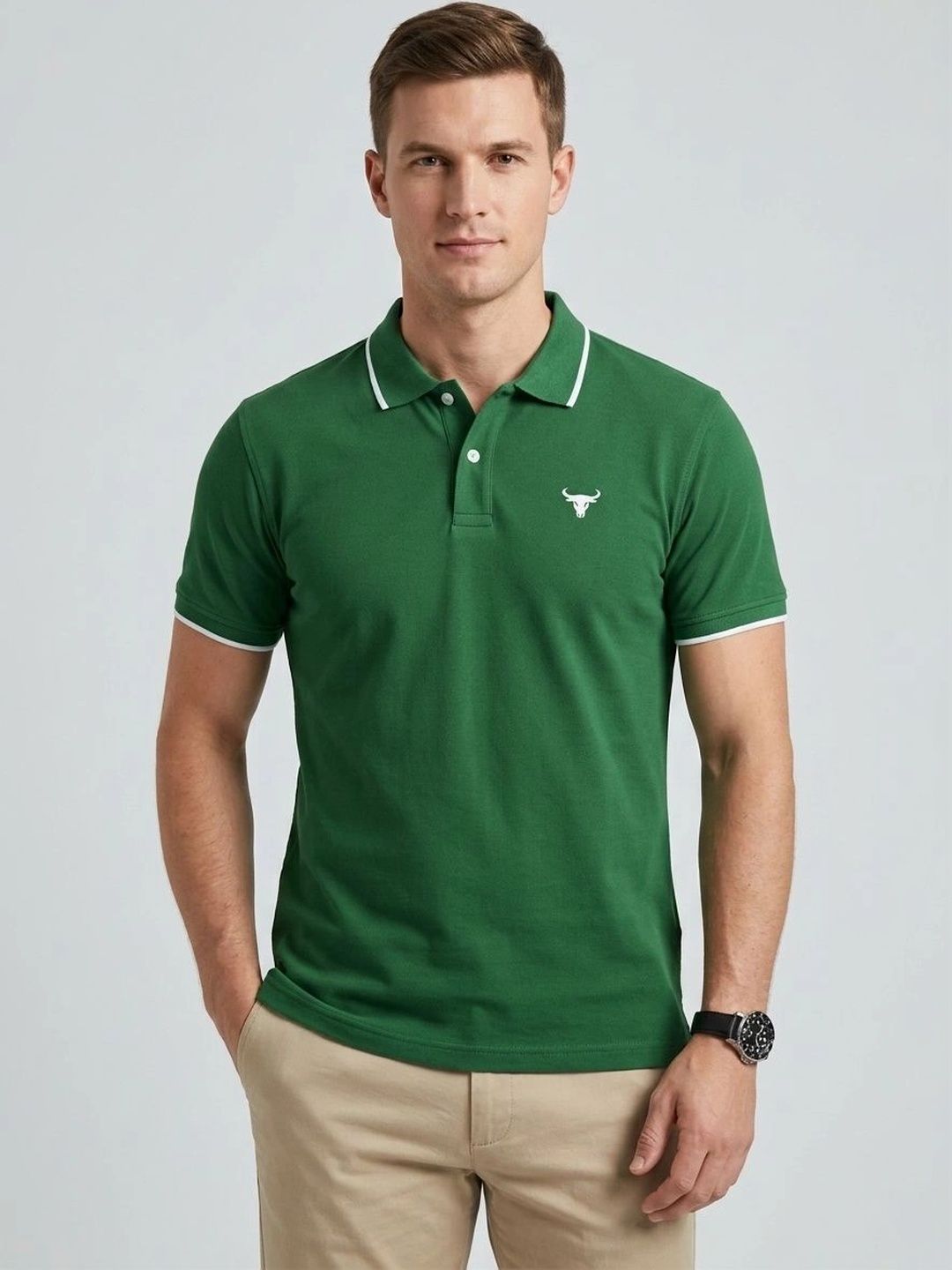 R.Code by The Roadster Life Co. Men Brand Logo Polo Collar T-shirt-picture-34
