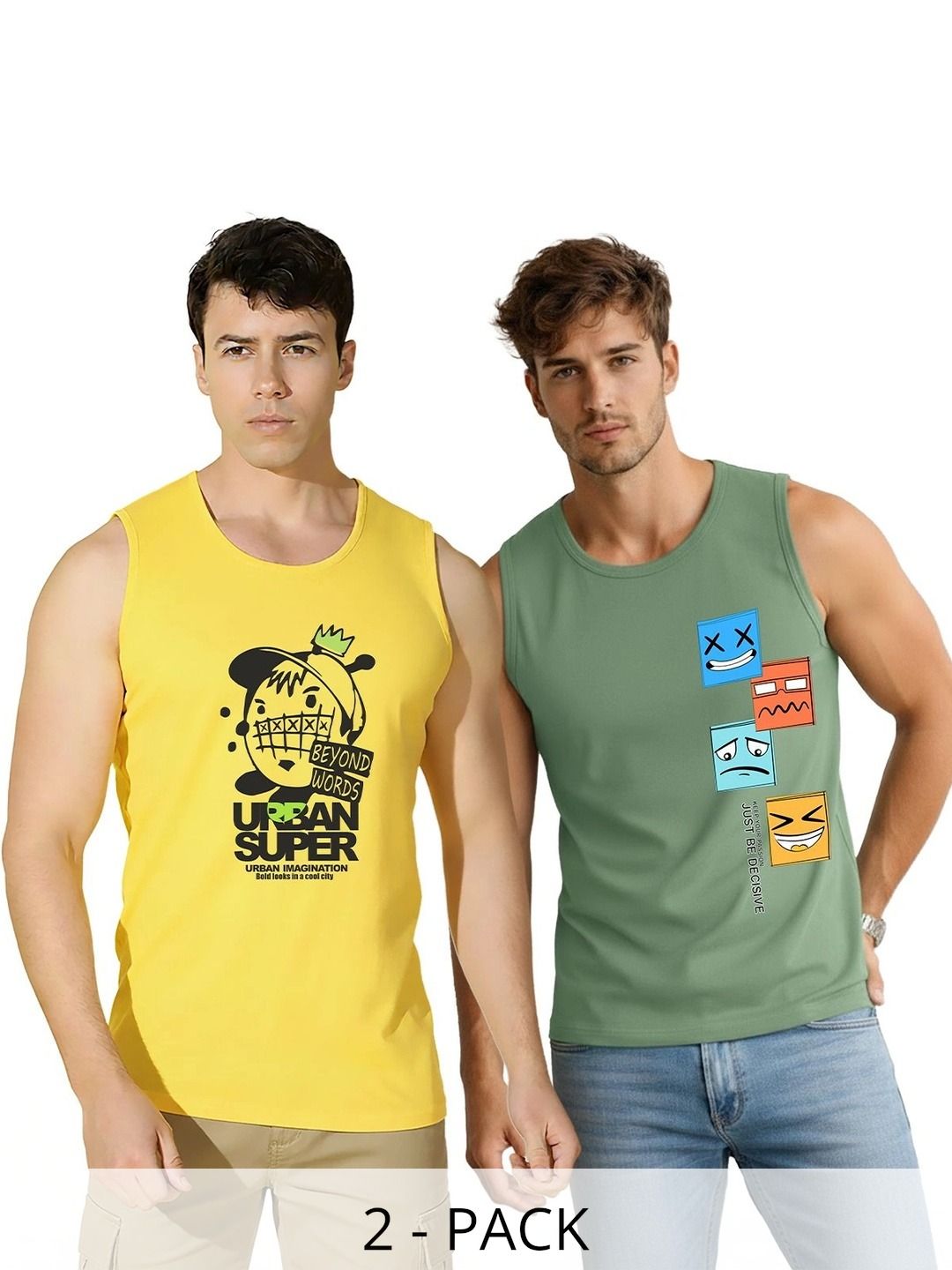 SLOWLORIS Pack of 2 Printed Cotton Gym Vest-picture-21