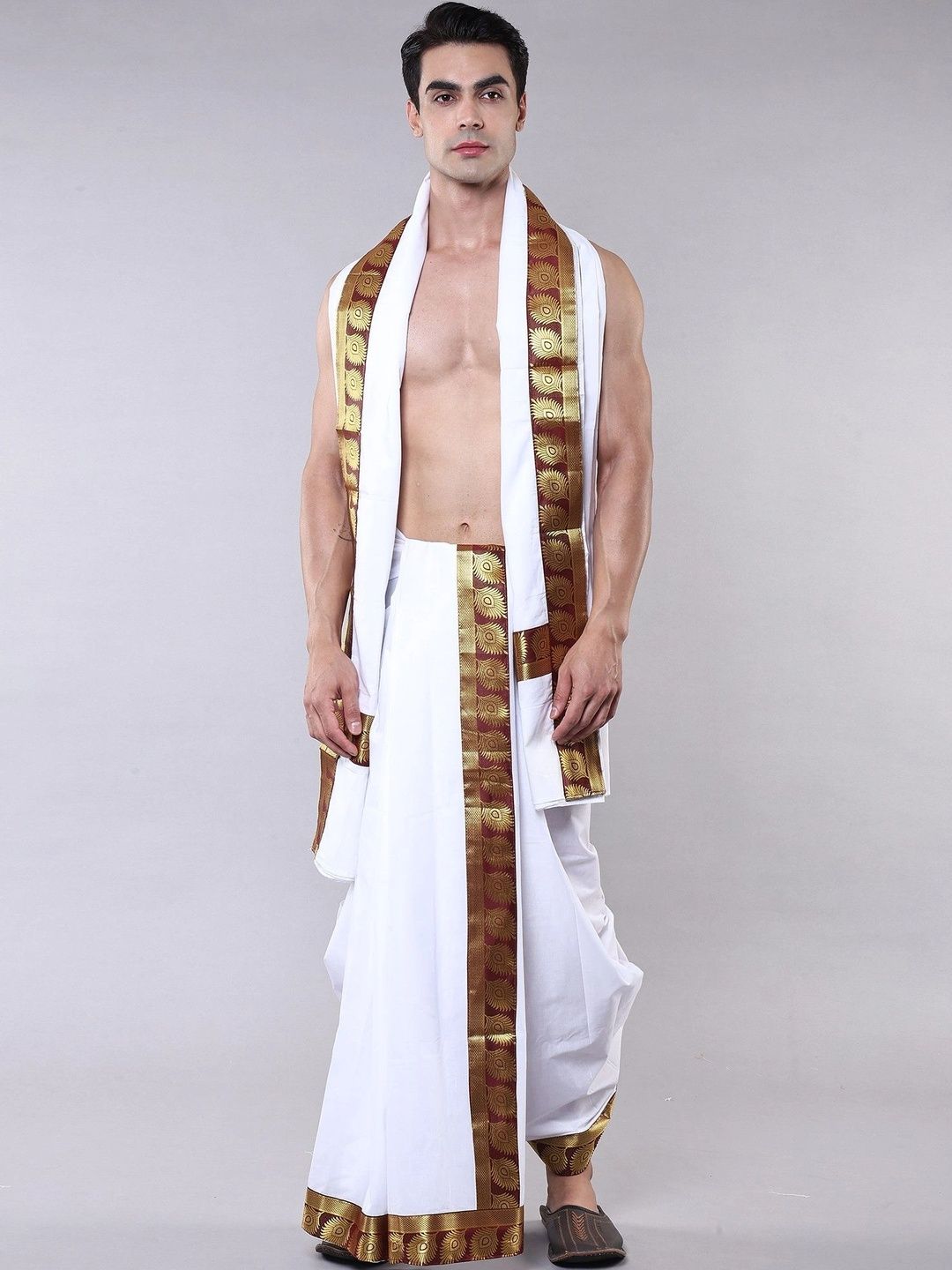 Exotic India Men Embroidered Cotton Dhoti Dhotis-picture-23