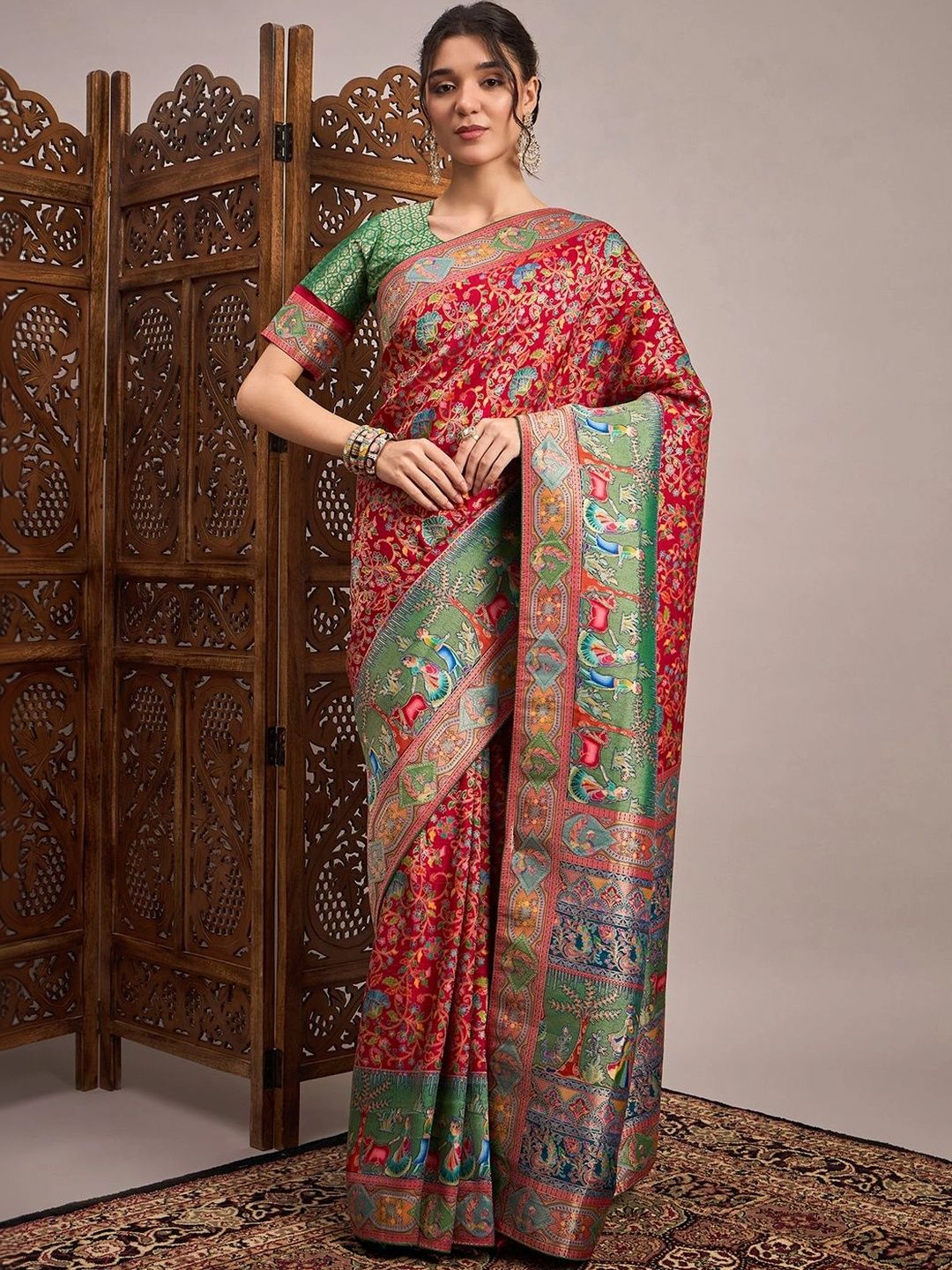 Saree mall Woven Design Zari Silk Blend Designer Banarasi Sarees-image-49