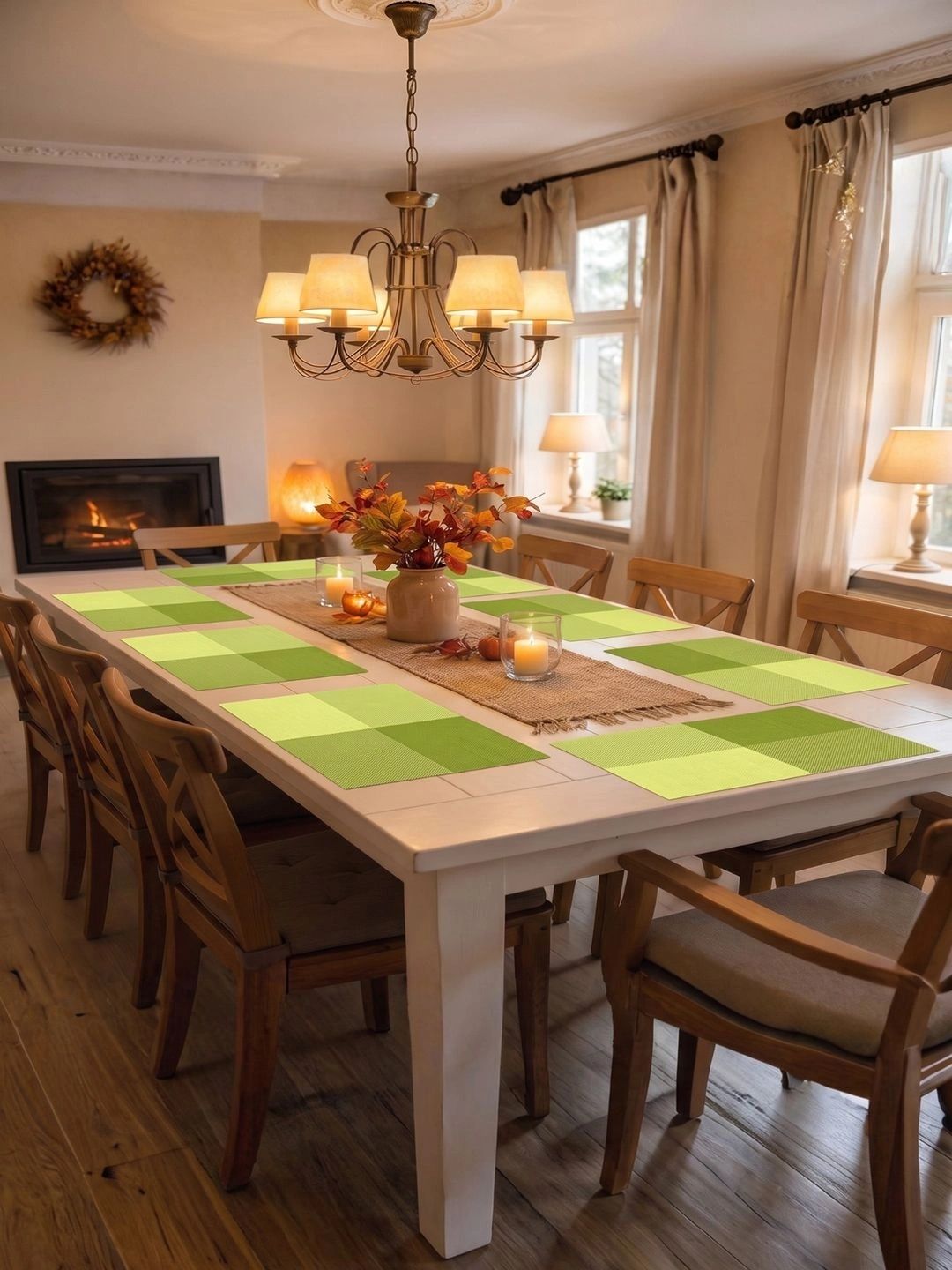 Myntra Elegant Homes 8-Pcs Lime Green Printed Rectangle Table Placemats-picture-55