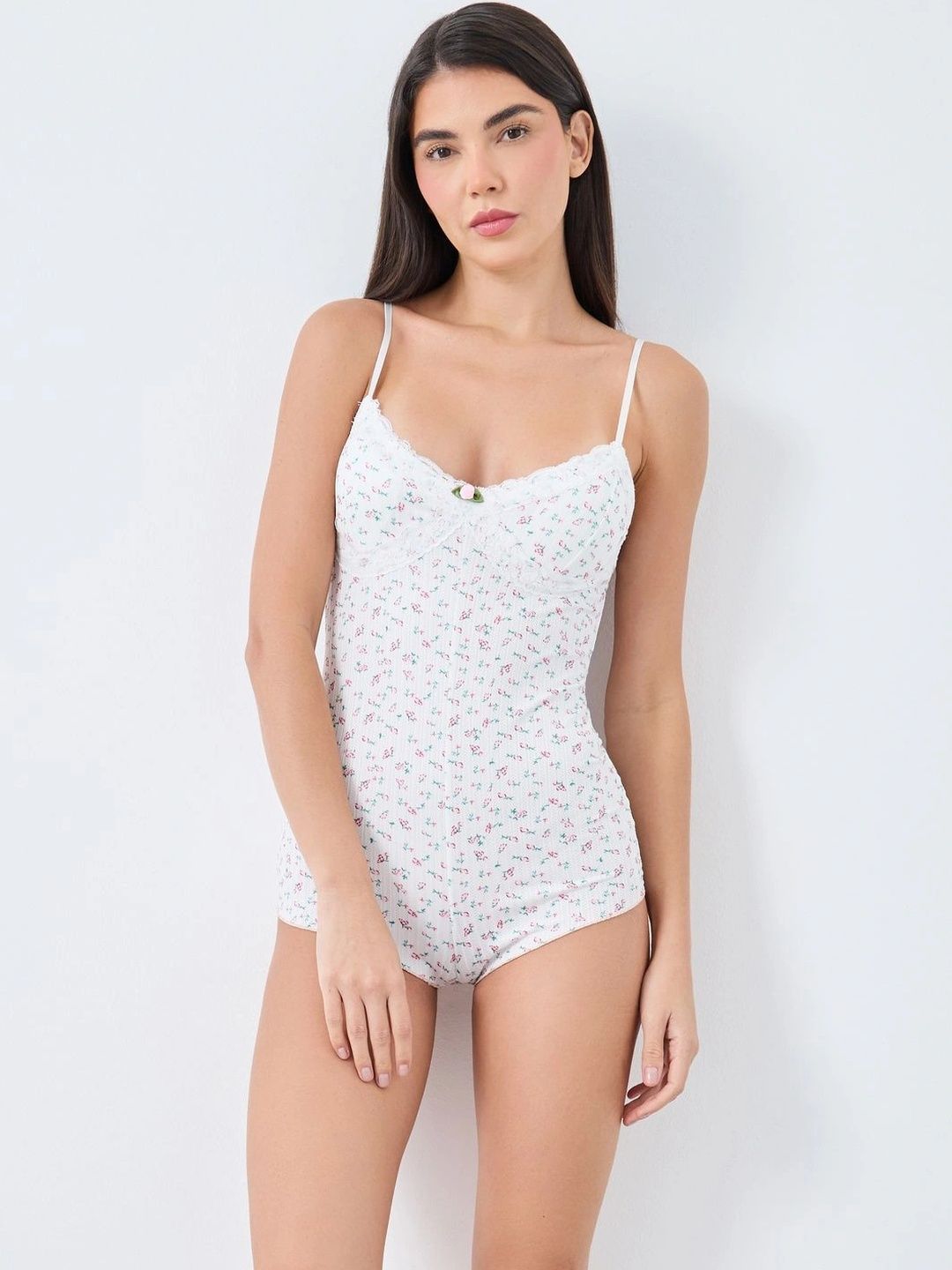 Styli Printed Sweetheart Neck Bodysuit-picture-19