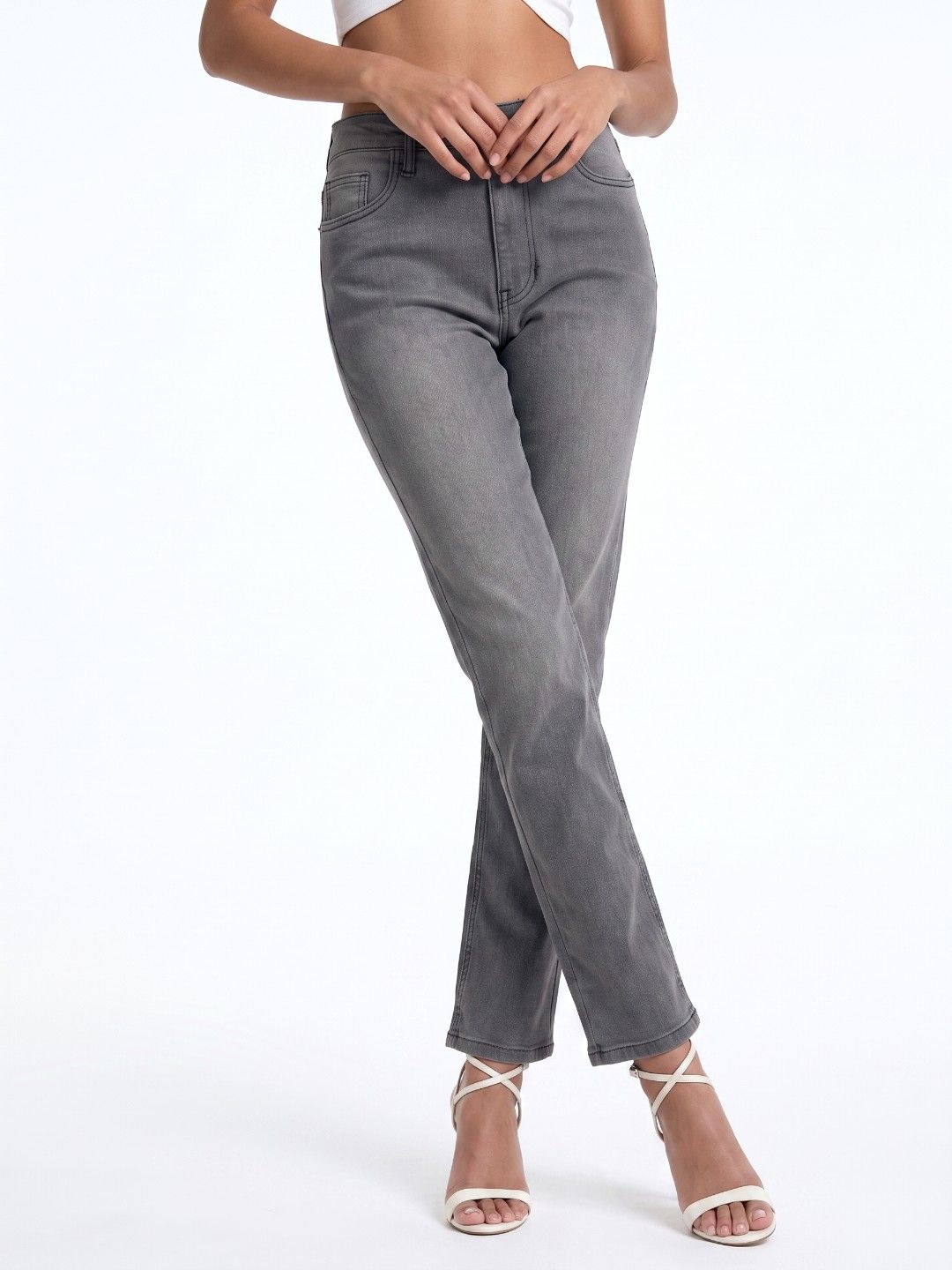 glitchez Women Straight Fit Mid-Rise Light Fade Stretchable Jeans-image-20