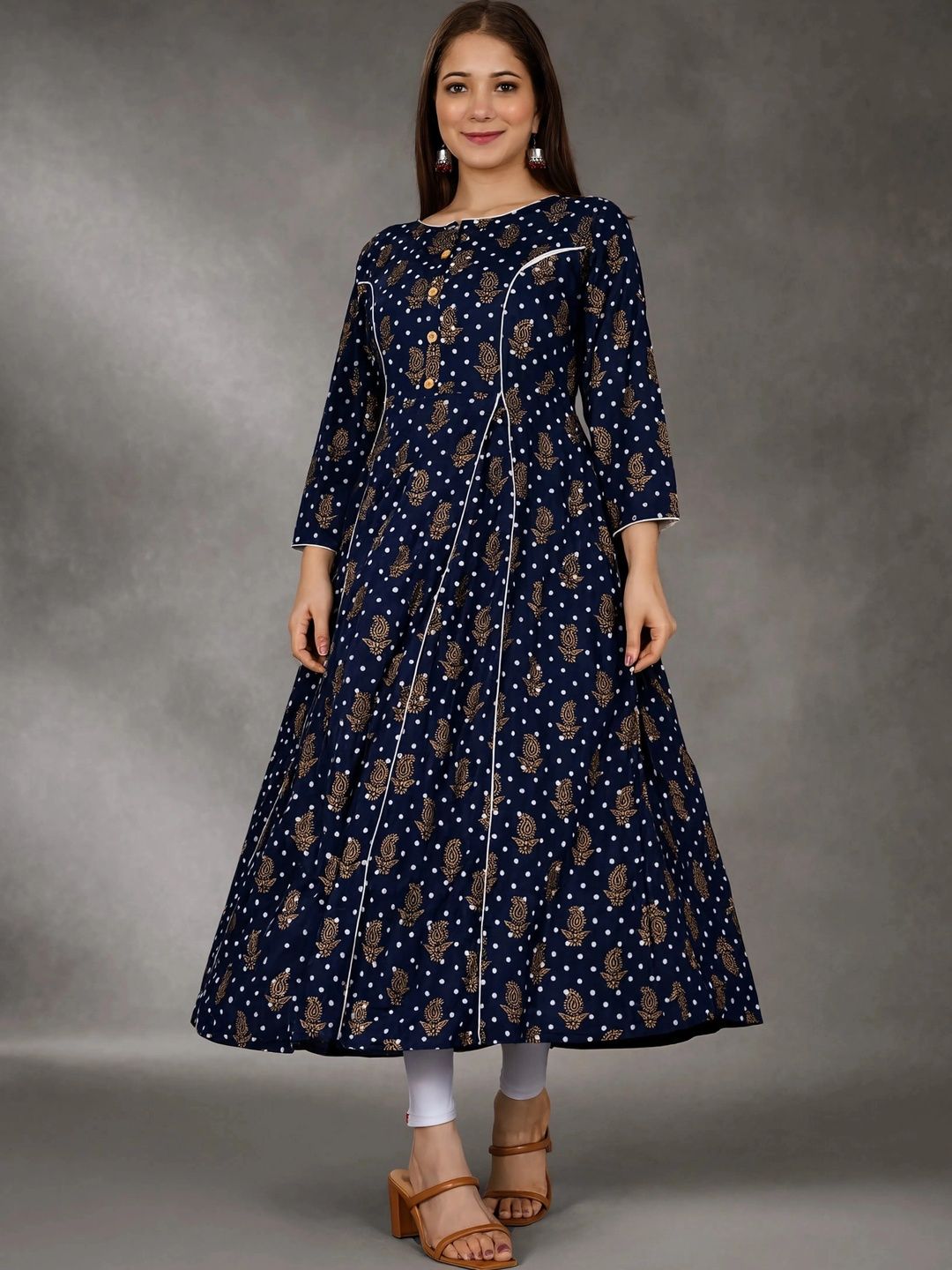 Jaipur Vogue Ethnic Motifs Printed Panelled Anarkali Kurti-picture-54