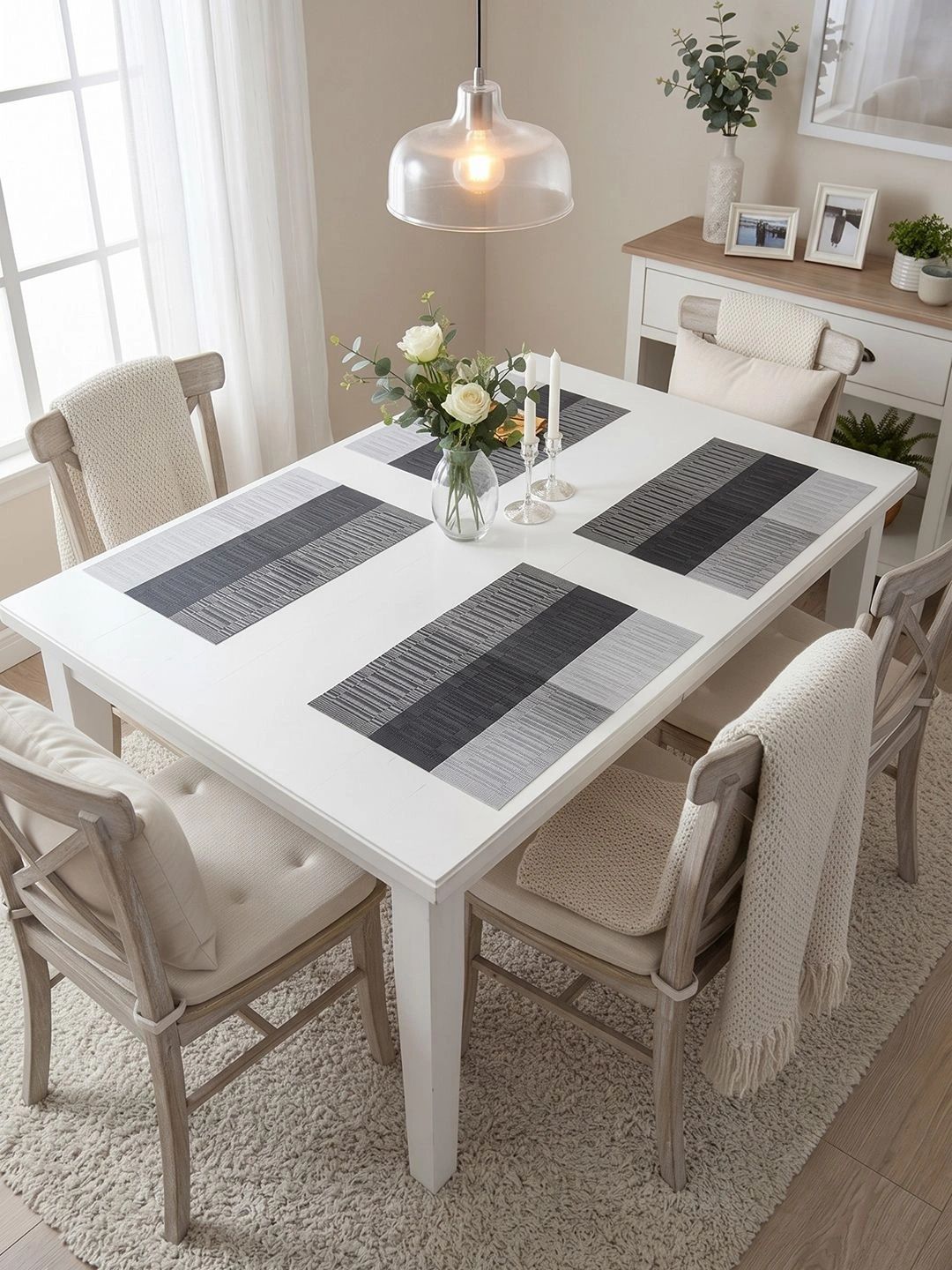 Myntra Elegant Homes 4-Pcs Grey Printed Rectangle Table Placemats-picture-13
