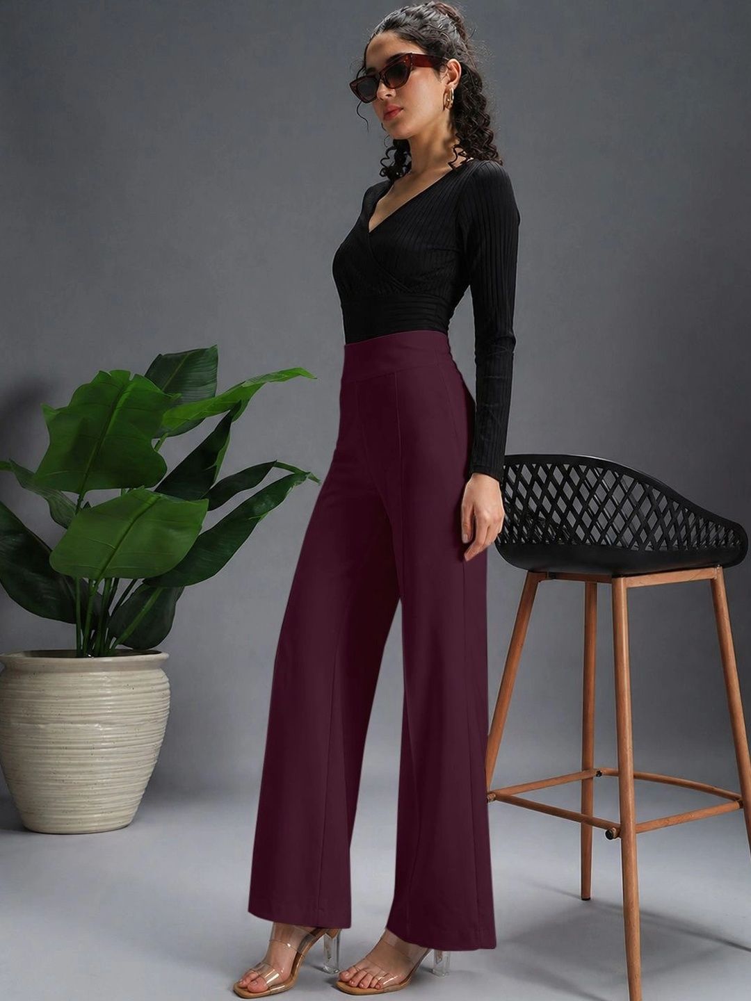 HERE&NOW Women Relaxed Easy Wash Trousers-picture-39