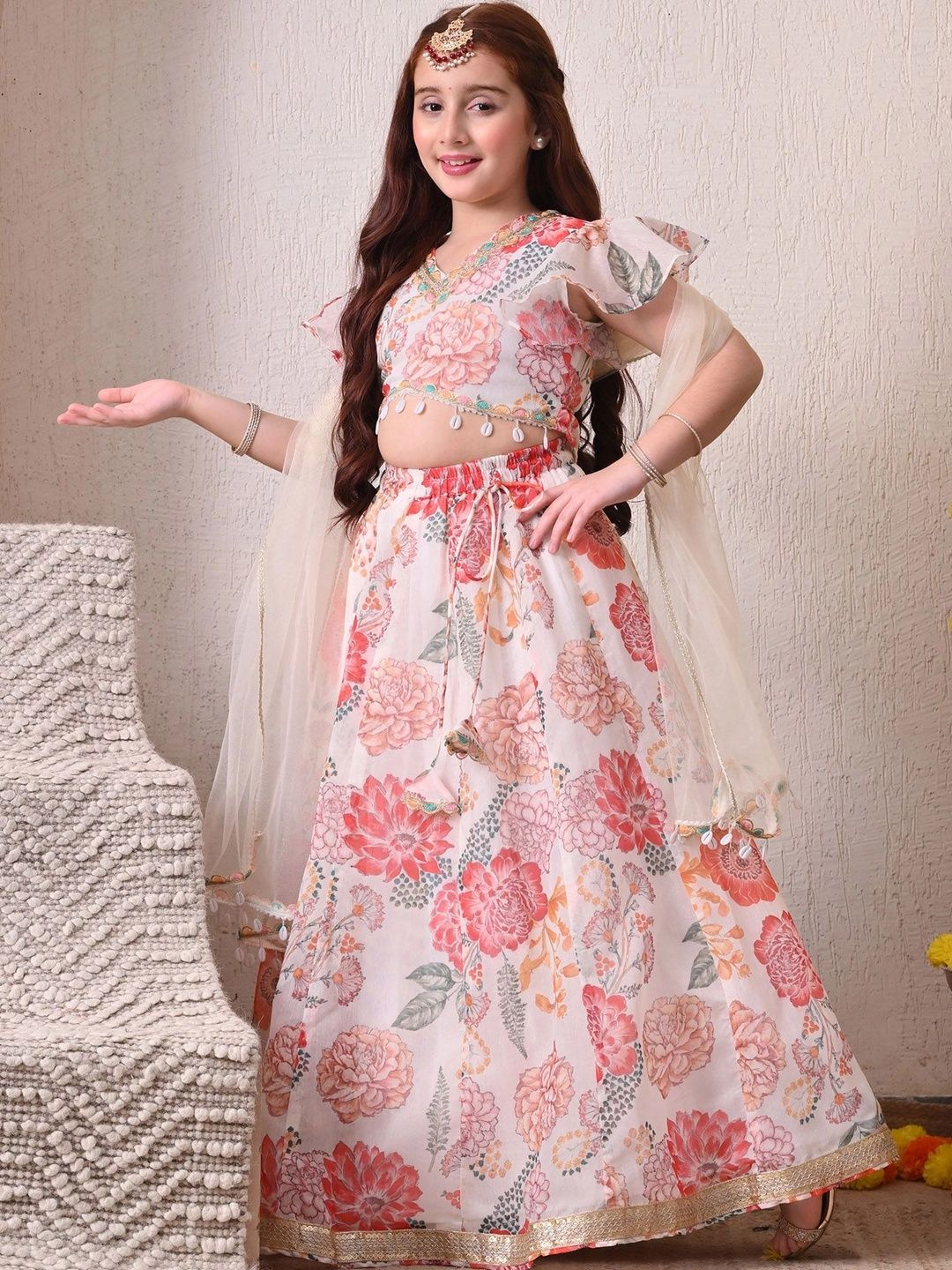 Indi-Loom Couture Girls Printed Ready to Wear Lehenga & Blouse With Dupatta-picture-13