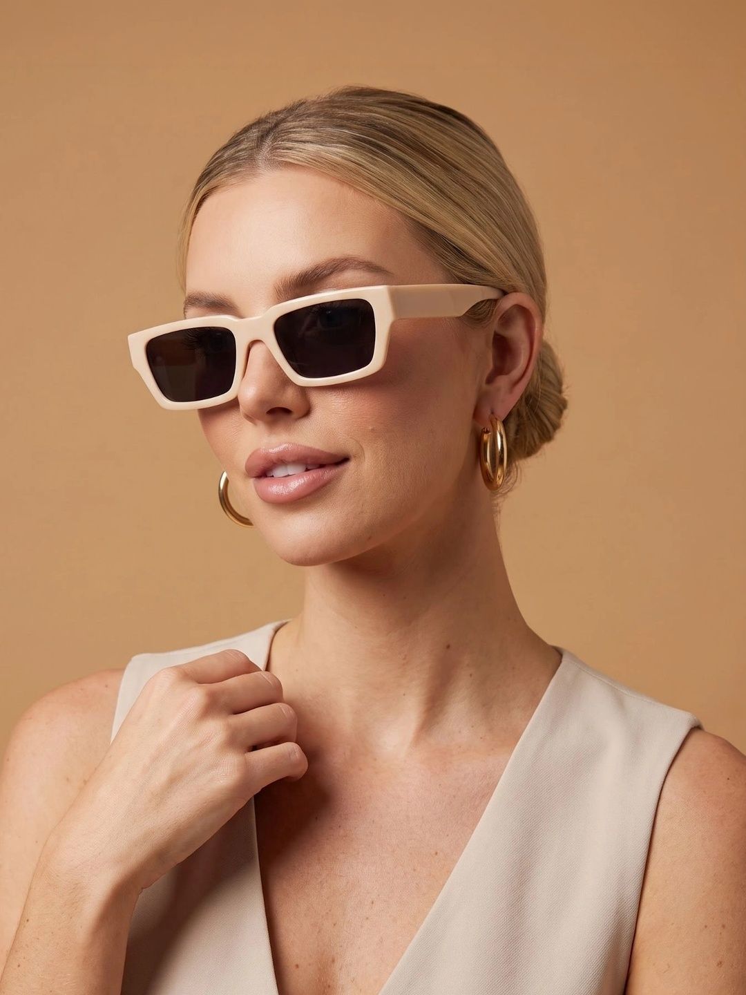 goglassic Unisex Black Lens & Yellow Rectangle Sunglasses with-image-35