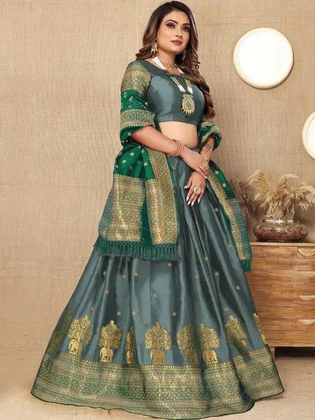 Kinjhit Fashion Unstitched Lehenga & Blouse With Dupatta-picture-11