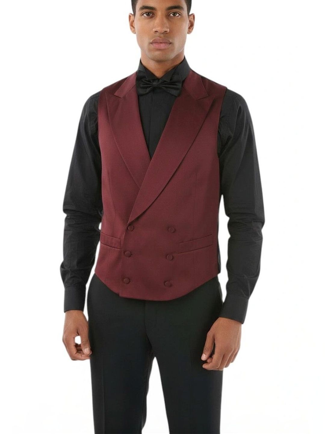 Corneliani Maroon Peaked Lapel Waistcoat-picture-42