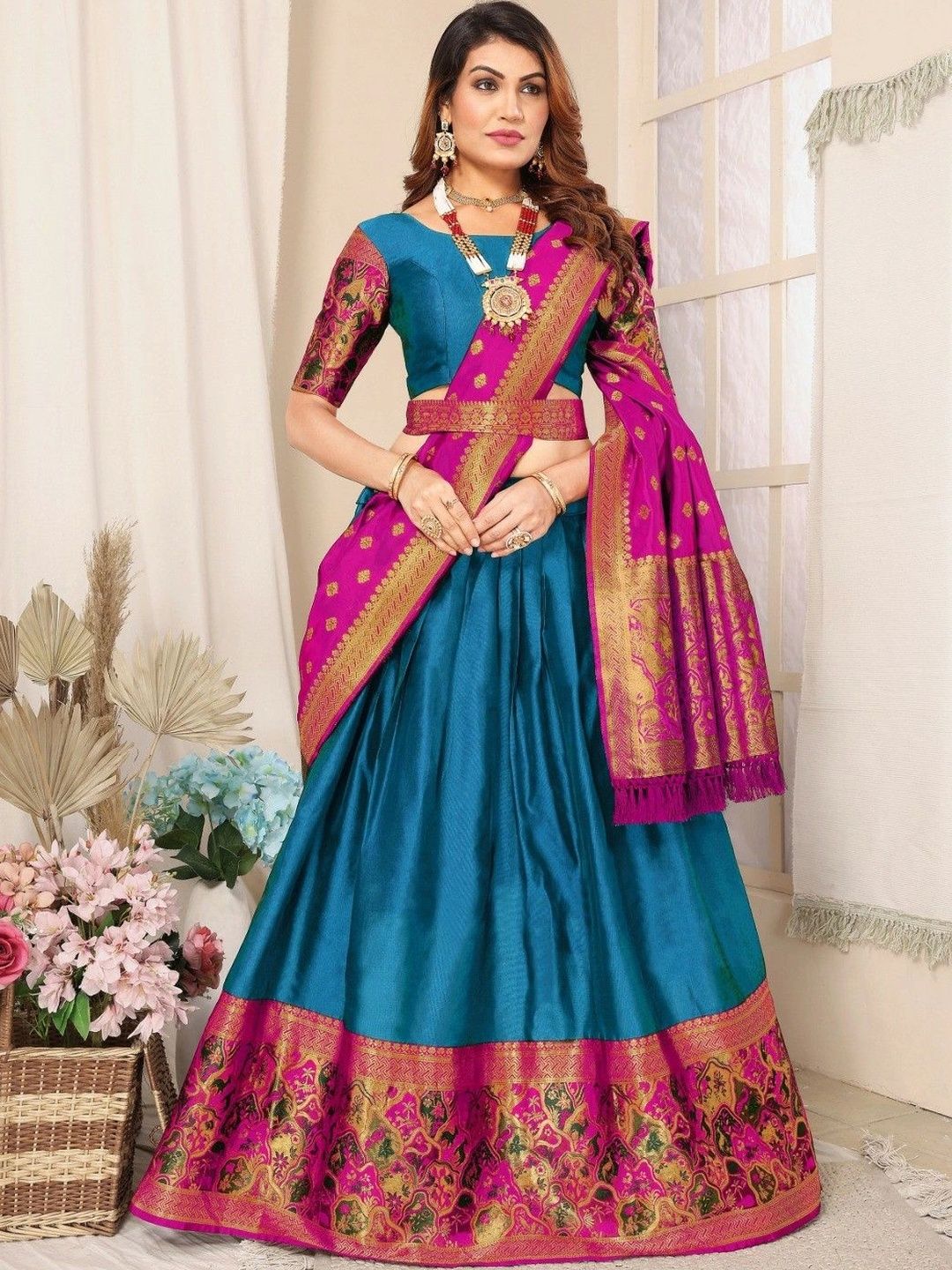 Kinjhit Fashion Unstitched Lehenga & Blouse With Dupatta-picture-42